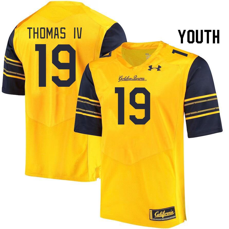Youth #19 Curlee Thomas IV California Golden Bears College Football Jerseys Stitched Sale-Gold